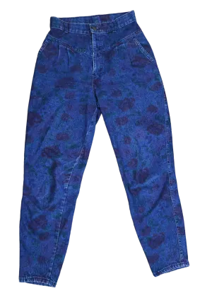 80s Chic Rose Printed Denim Jeans   w27