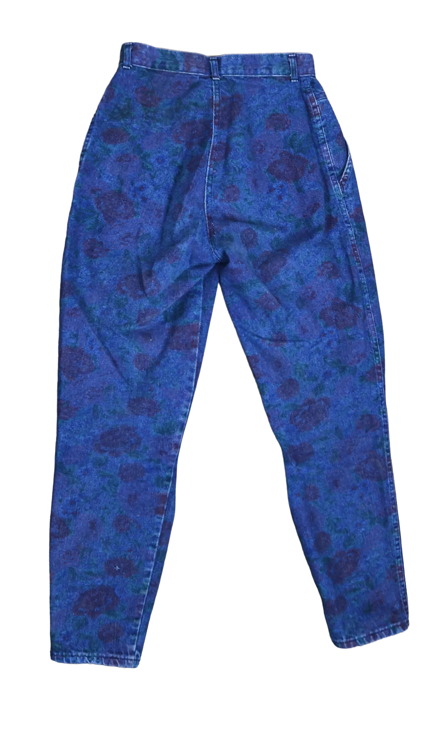 80s Chic Rose Printed Denim Jeans   w27