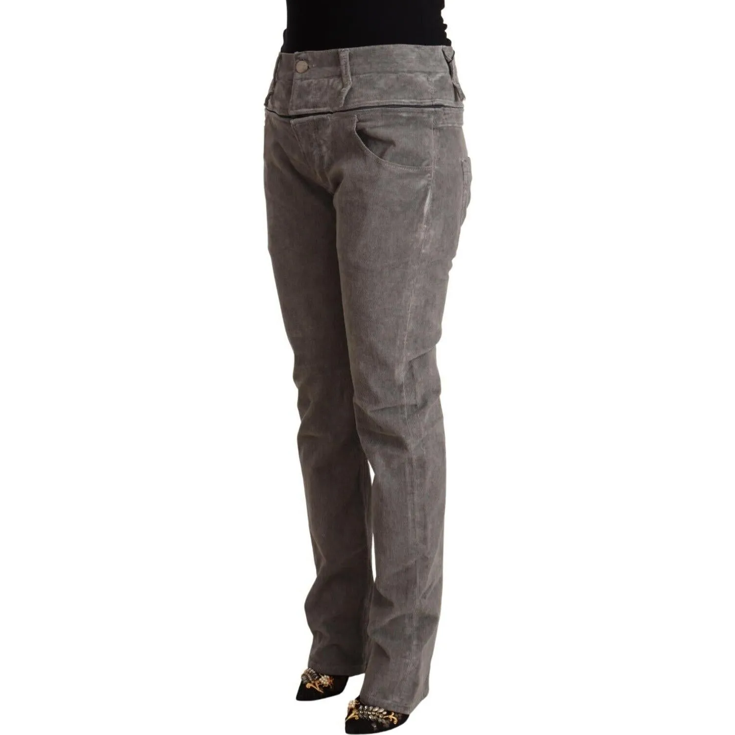 Acht Chic Gray High Waist Straight Fit Jeans