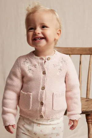 Baby pink embroidered cardigan