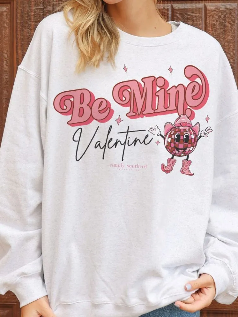 'Be Mine Valentine' Disco Ball Crewneck Pullover by Simply Southern