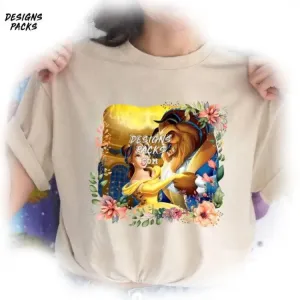 Belle Princess Lover Birthday Vintage Floral Princess Belle and The Beast PNG Design