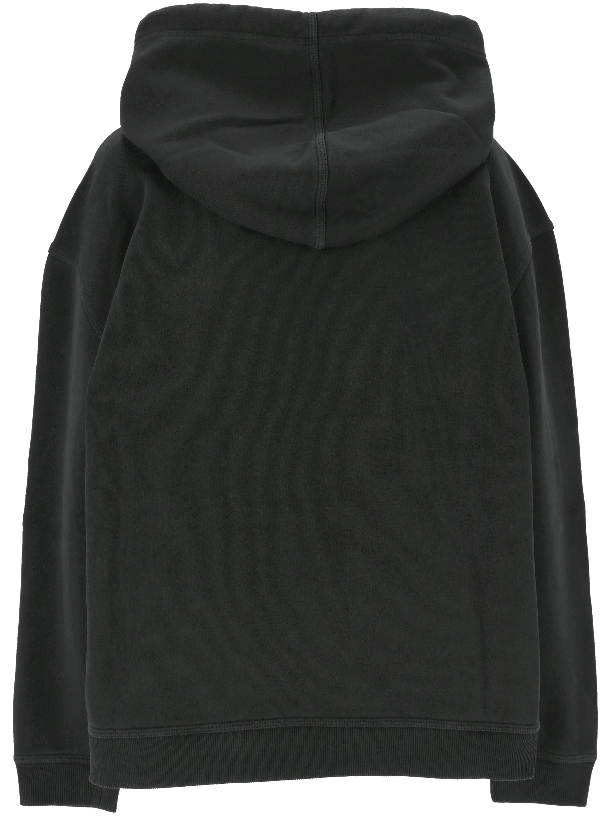 Black Cotton Drawstring Hooded Sweater