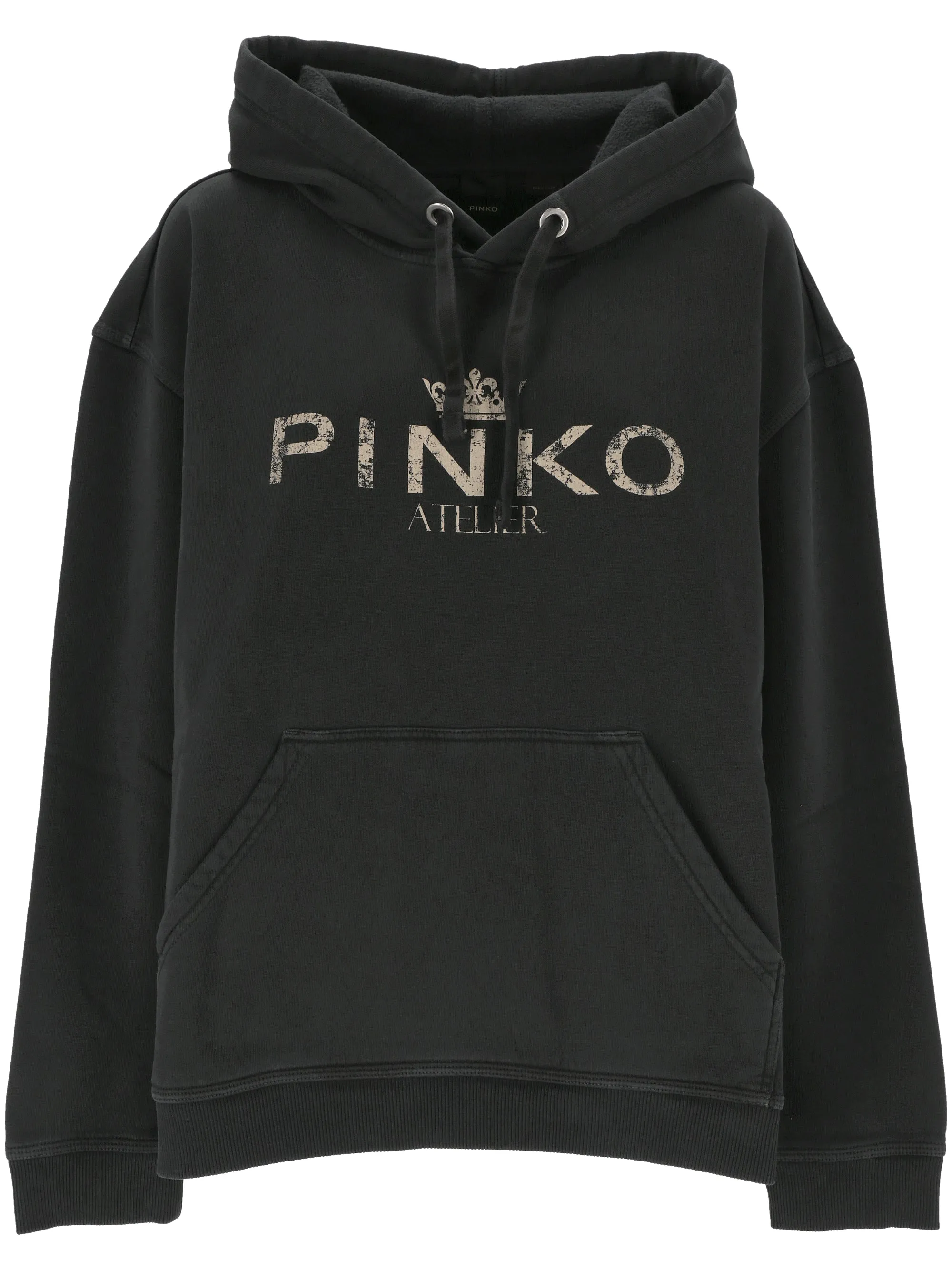 Black Cotton Drawstring Hooded Sweater