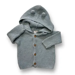 Boys Carter's Size 3 Months Baby Blue Hooded Knit Cardigan