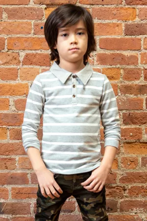 Boys Shirt Appaman Verses Polo  - Grey Stripe