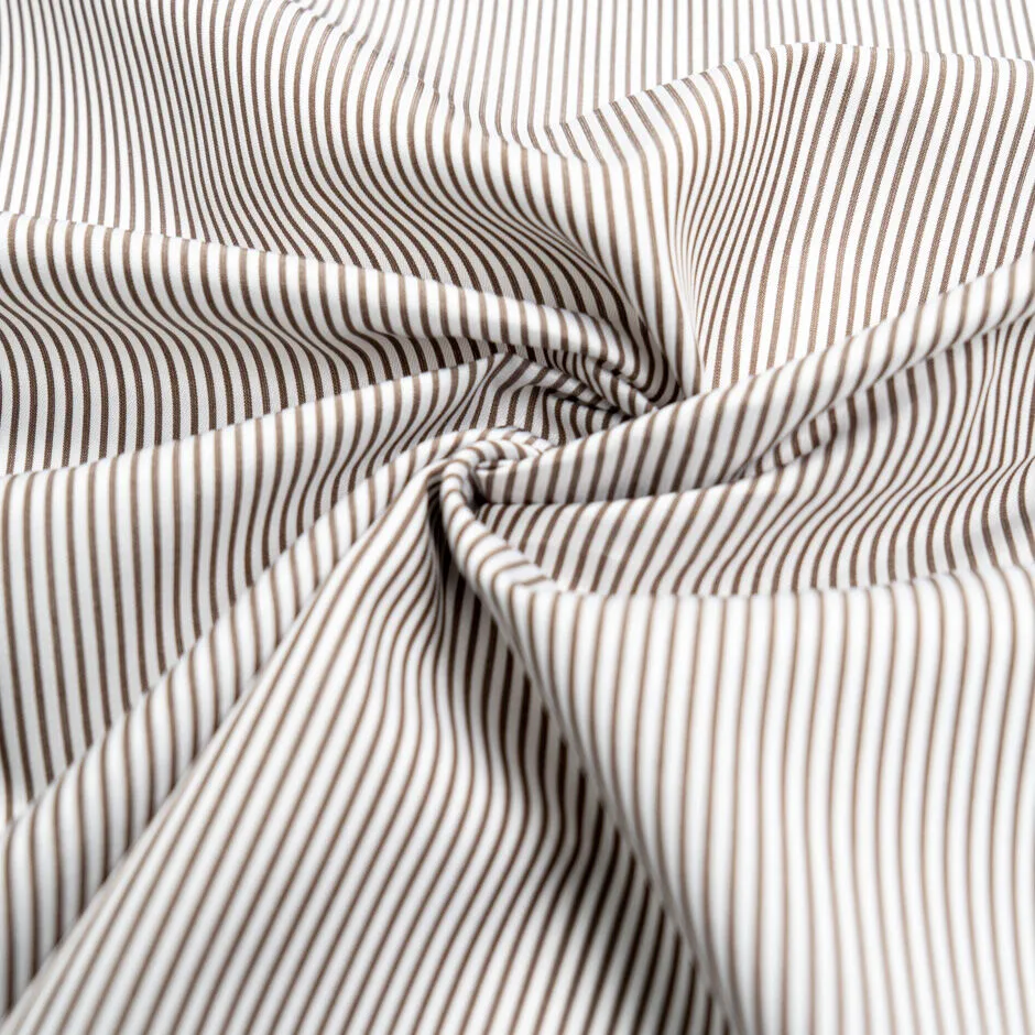 Brown Pinstriped Superfine Pure Cotton