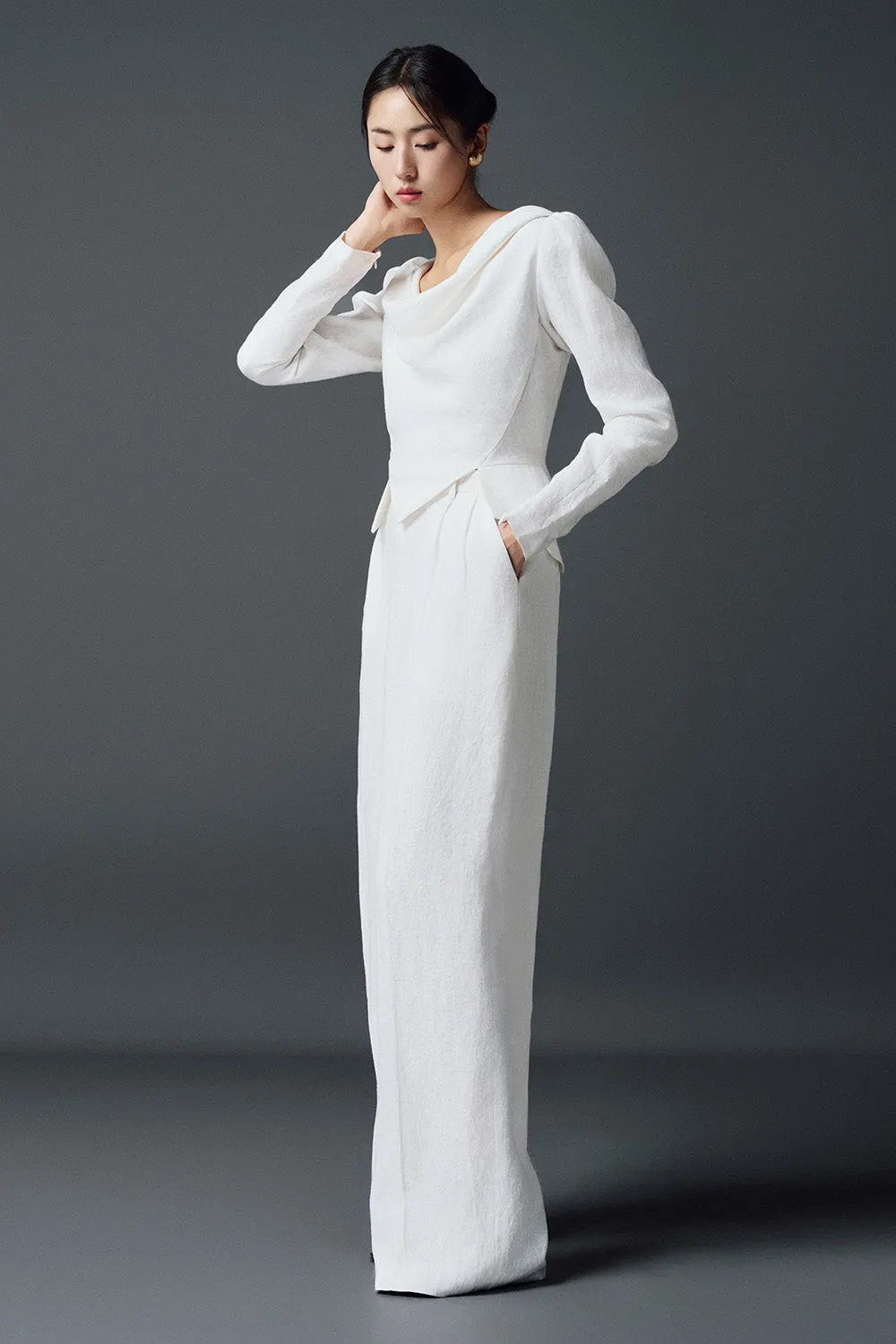 Catharin Straight Ribbed Polycotton Floor Length Trousers