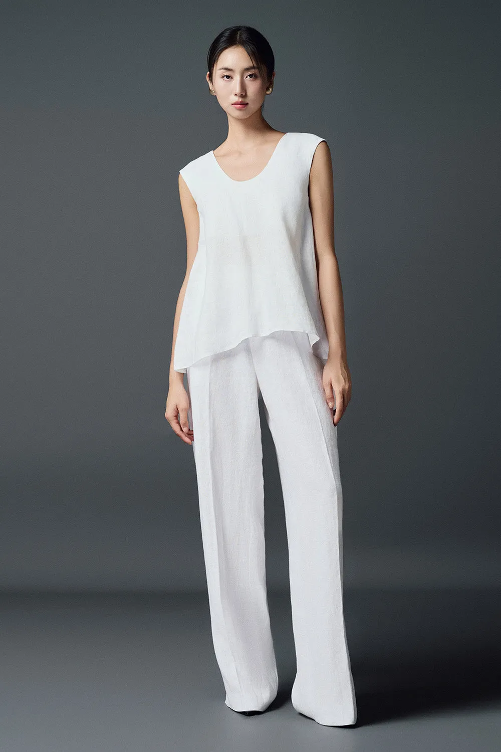 Catharin Straight Ribbed Polycotton Floor Length Trousers