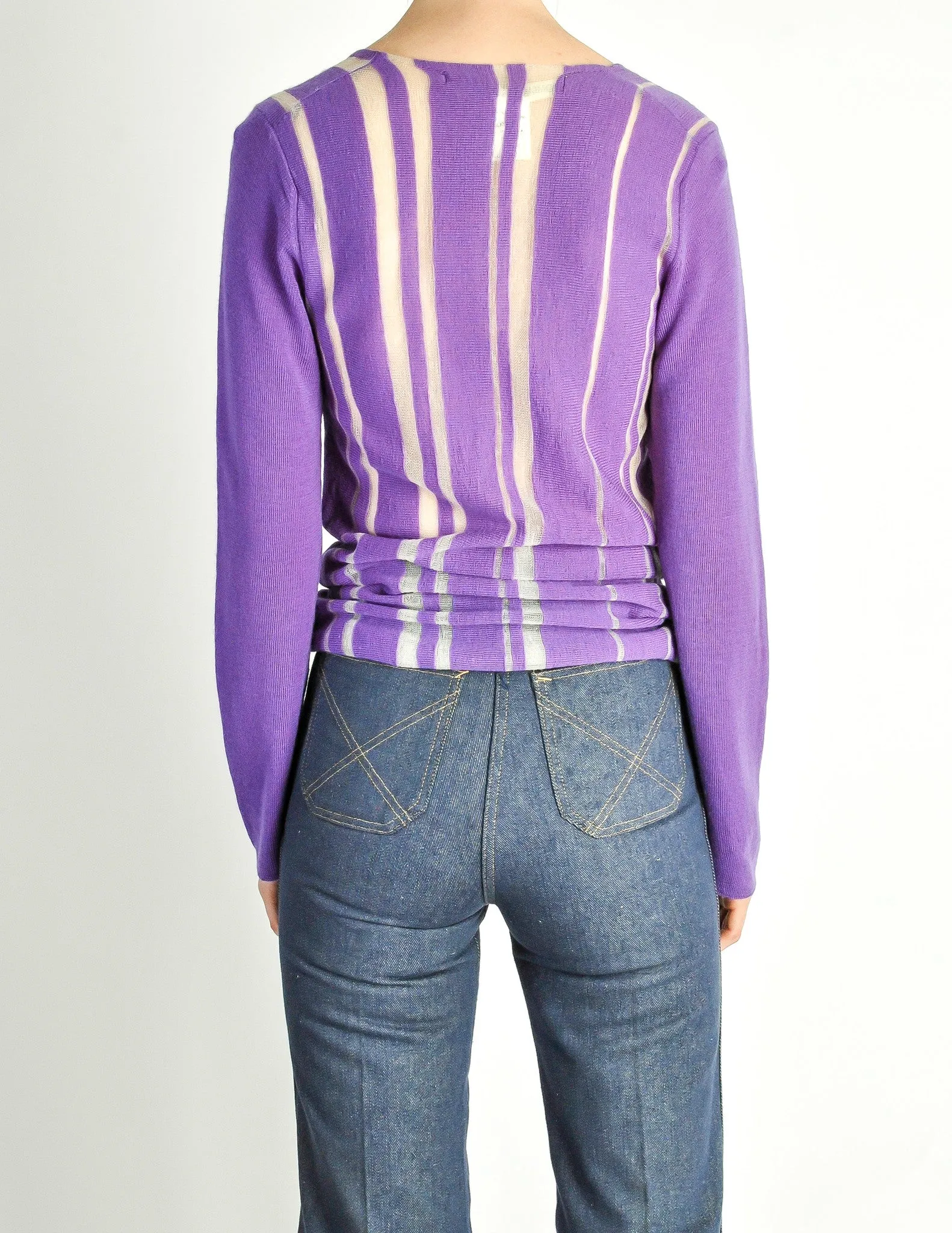 Comme des Garçons Vintage Purple & Sheer Mesh Striped Sweater