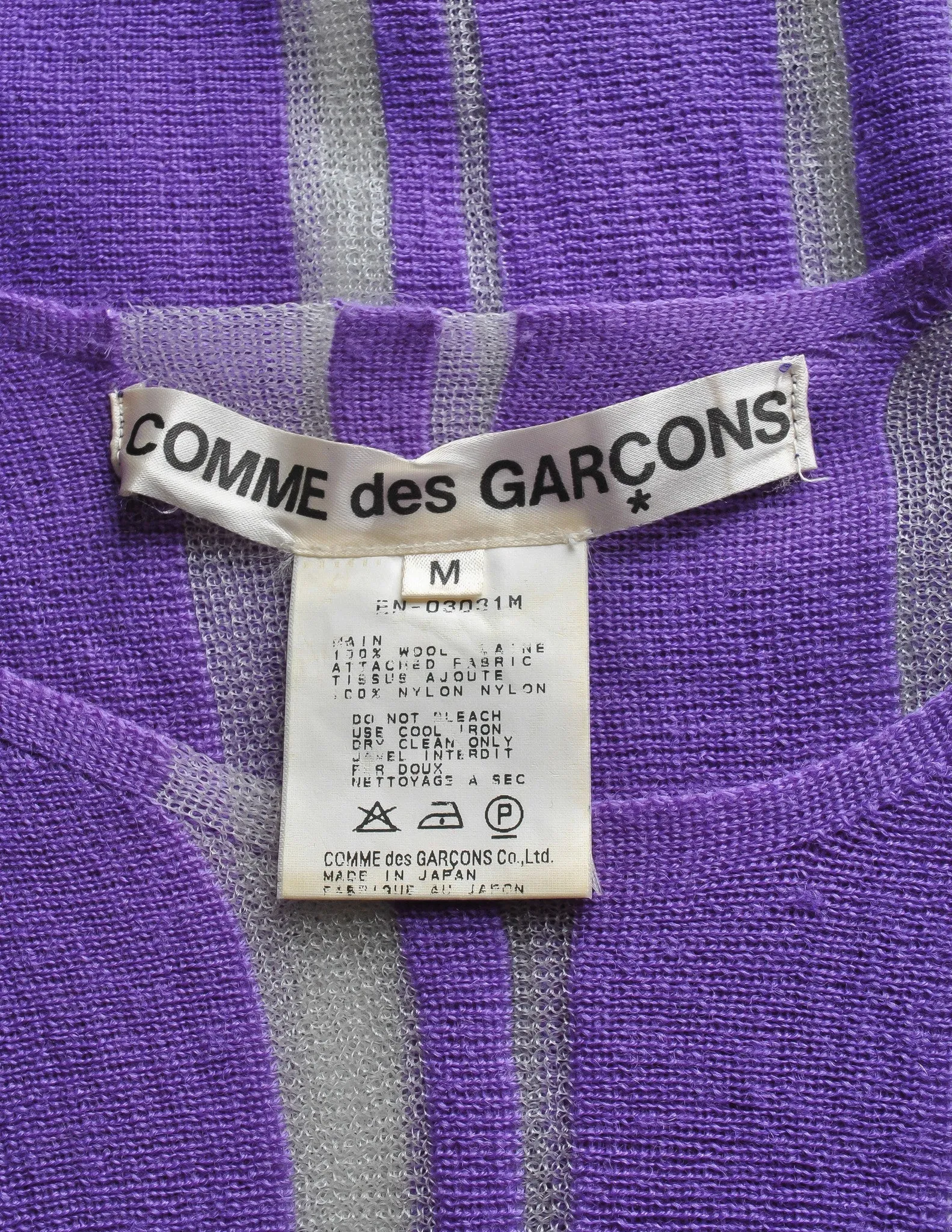 Comme des Garçons Vintage Purple & Sheer Mesh Striped Sweater