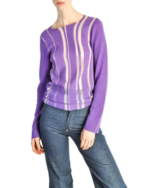 Comme des Garçons Vintage Purple & Sheer Mesh Striped Sweater