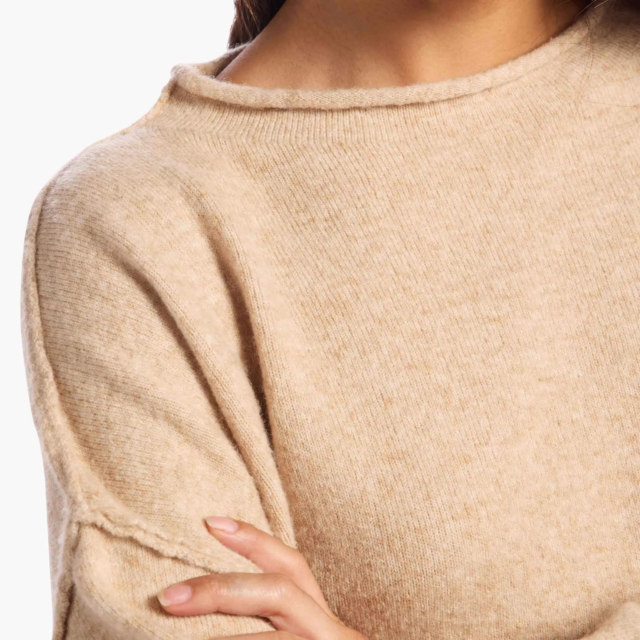 Cozy Knit Mock Neck Sweater | Heather Oat