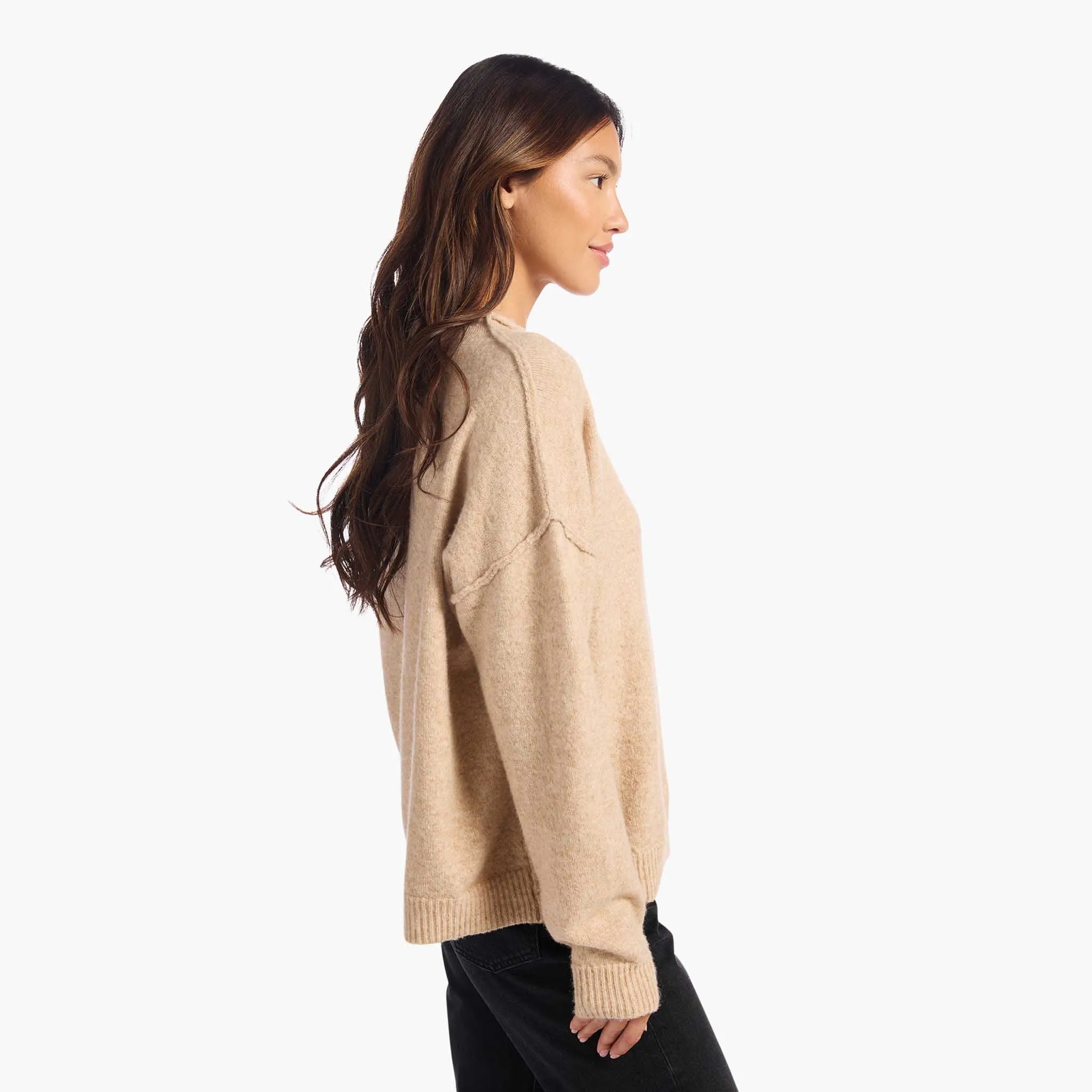 Cozy Knit Mock Neck Sweater | Heather Oat