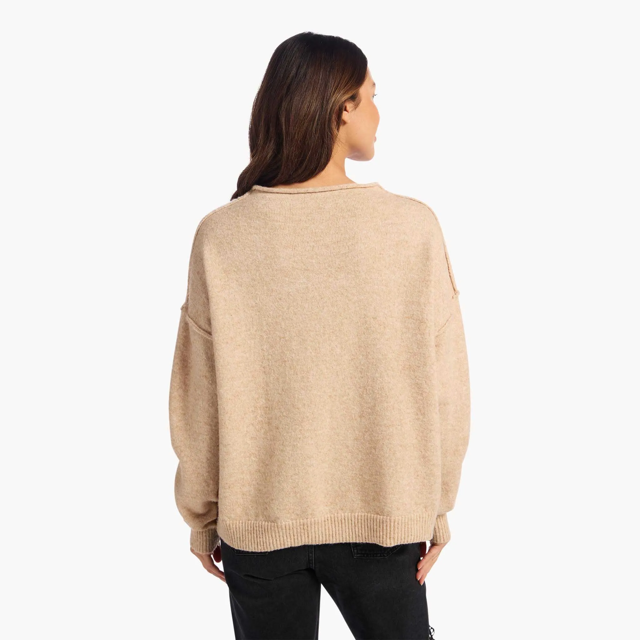 Cozy Knit Mock Neck Sweater | Heather Oat