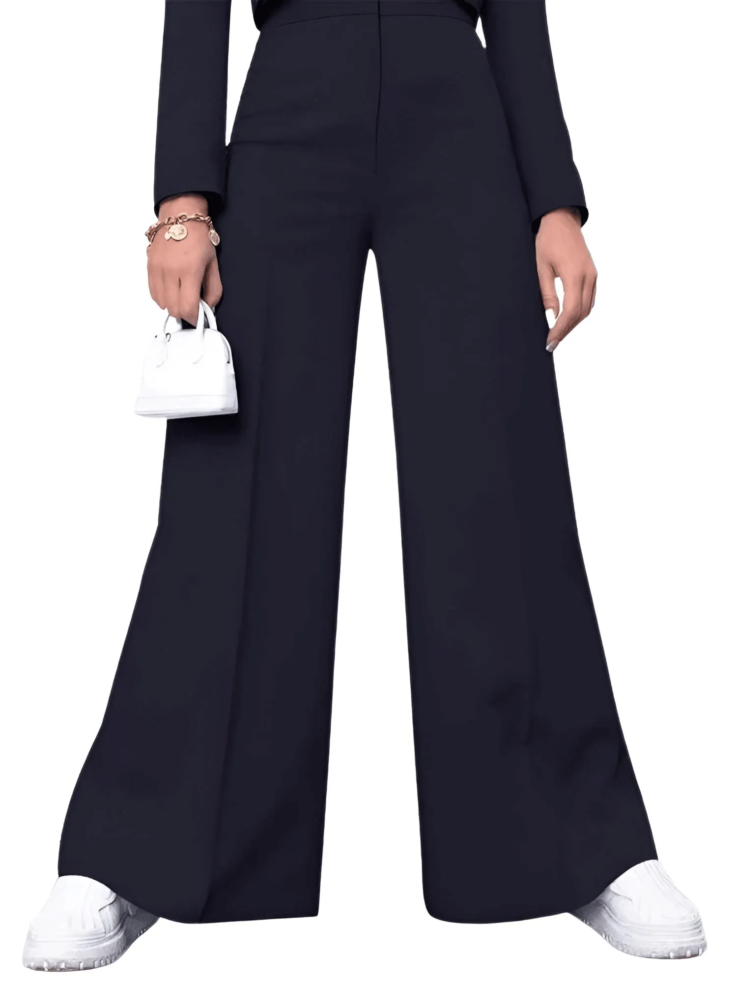 Cropped Blazer and Wide Leg Pants High Waisted 2-Piece Sets For Women