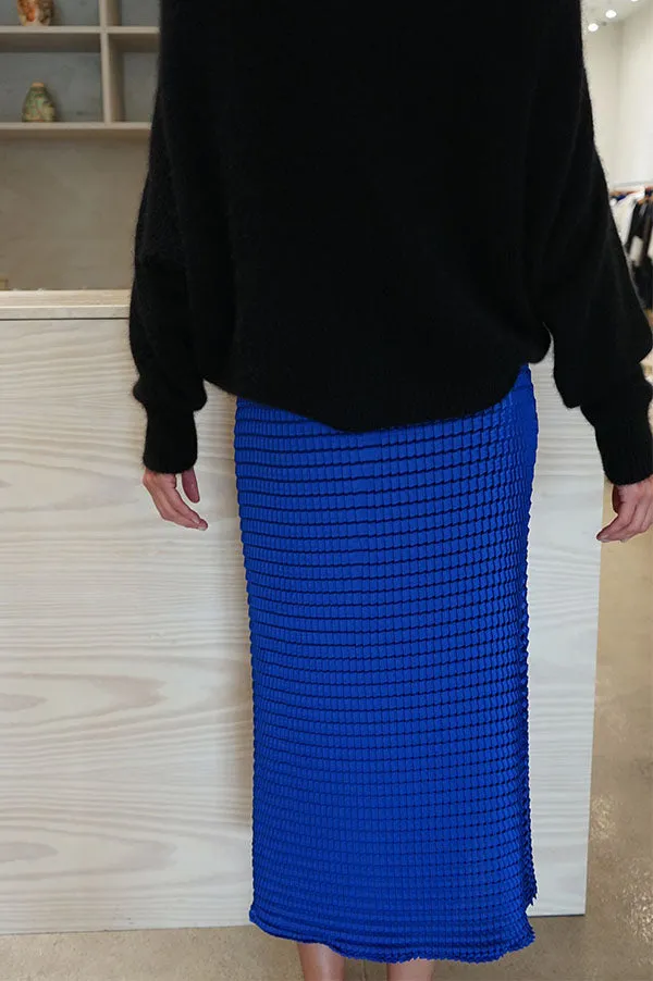 Double Knife Pleated Skirt in Indigo