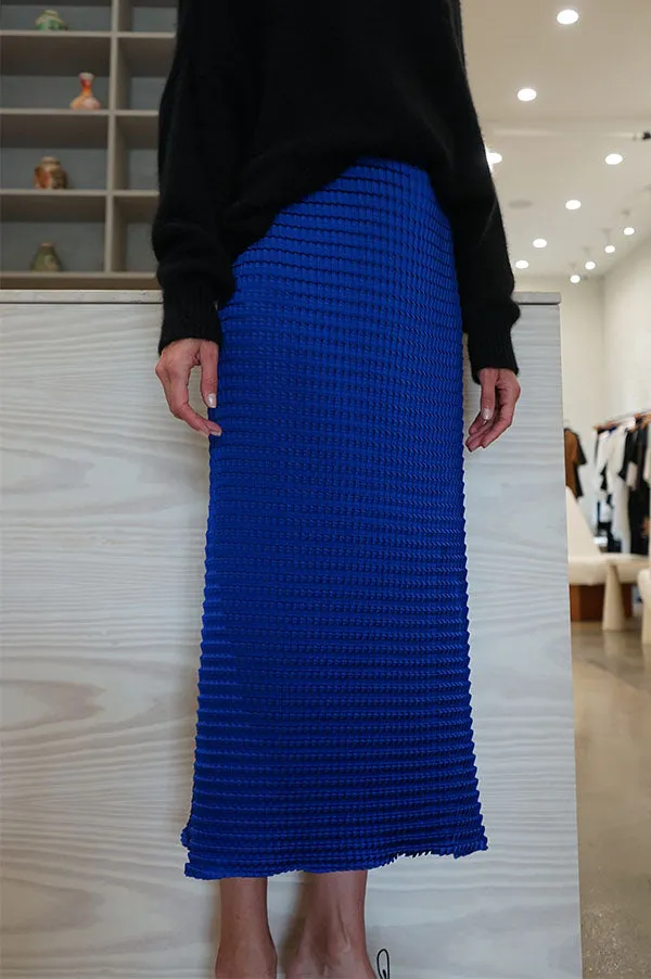 Double Knife Pleated Skirt in Indigo