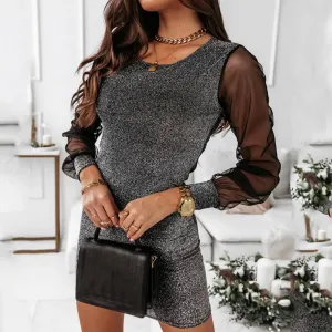 DressBetty - Year Sexy Sequin Dress For Party Women Bling Black Bandage Mini Spring Autumn Lady Dating Dinner Dresses