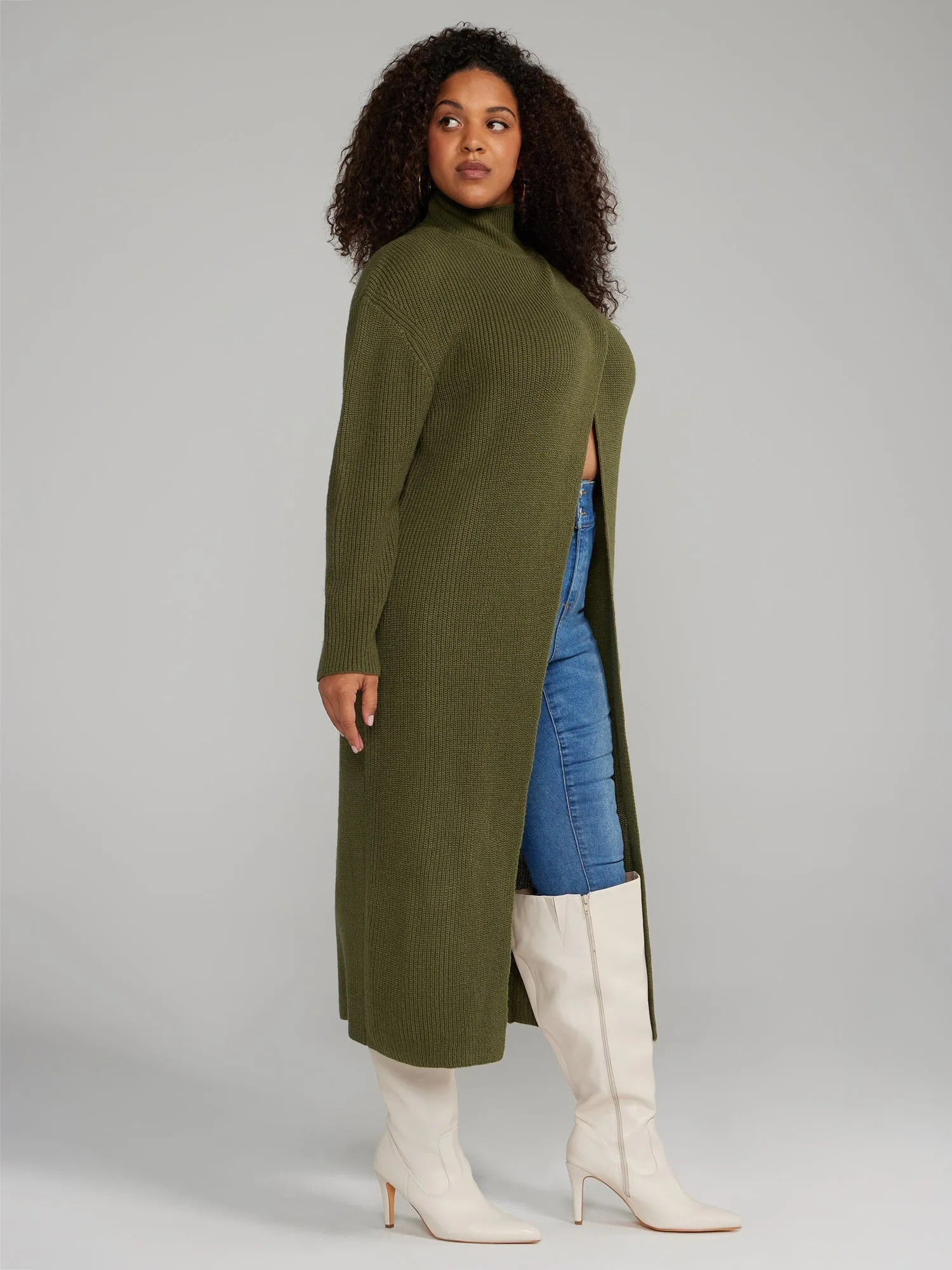 Fashion To Figure - Mockneck Split Front Cardigan