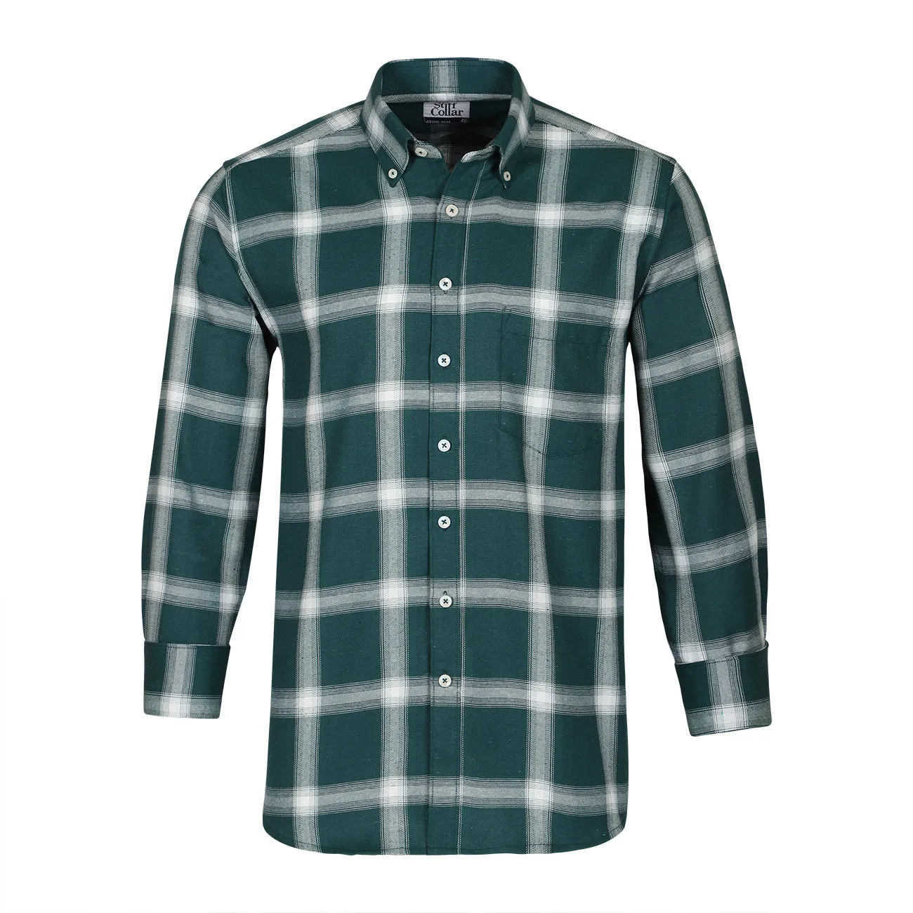 Forest Green Plaid Check Button Down Regular fit Shirt