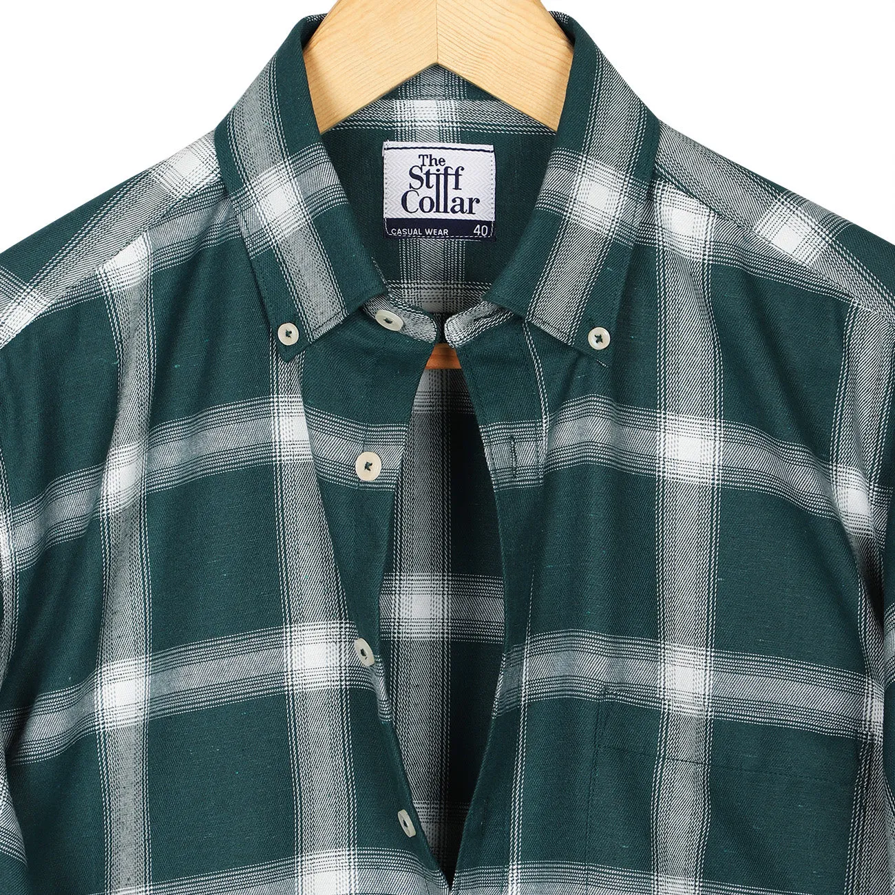 Forest Green Plaid Check Button Down Regular fit Shirt