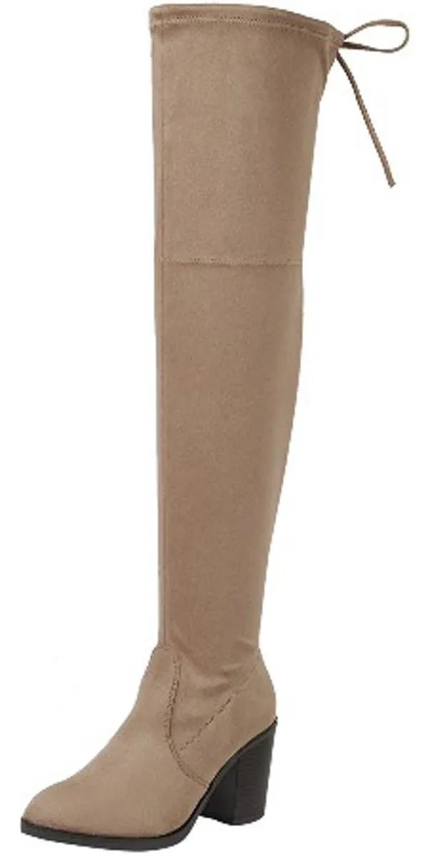 Forever Link Women's Stacked Chunky Block Heel Over The Knee Boot