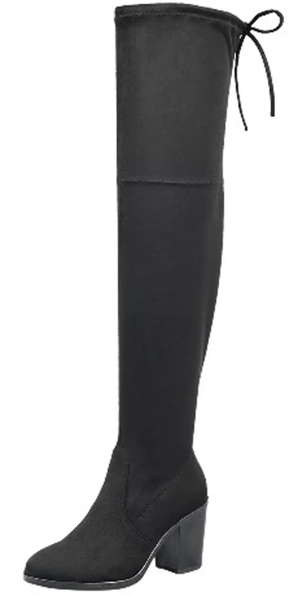 Forever Link Women's Stacked Chunky Block Heel Over The Knee Boot