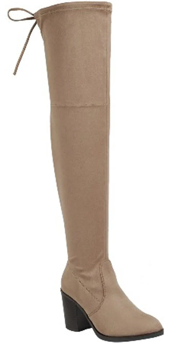 Forever Link Women's Stacked Chunky Block Heel Over The Knee Boot