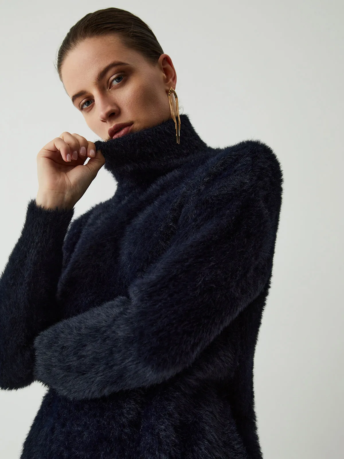 Fuzzy Charming Turtleneck Sweater