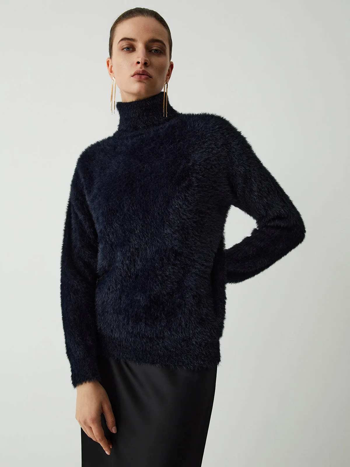 Fuzzy Charming Turtleneck Sweater