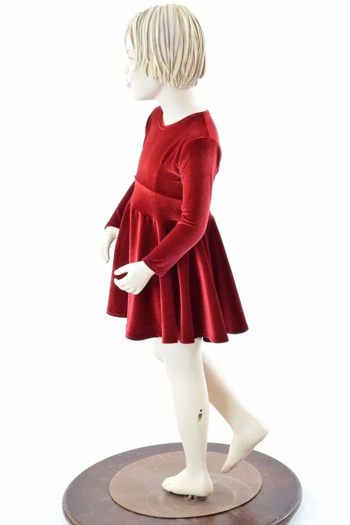 Girls Red Velvet Skater Dress