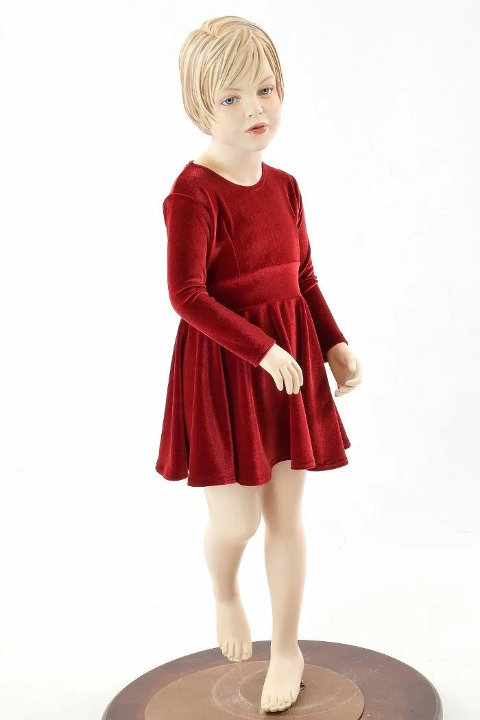 Girls Red Velvet Skater Dress