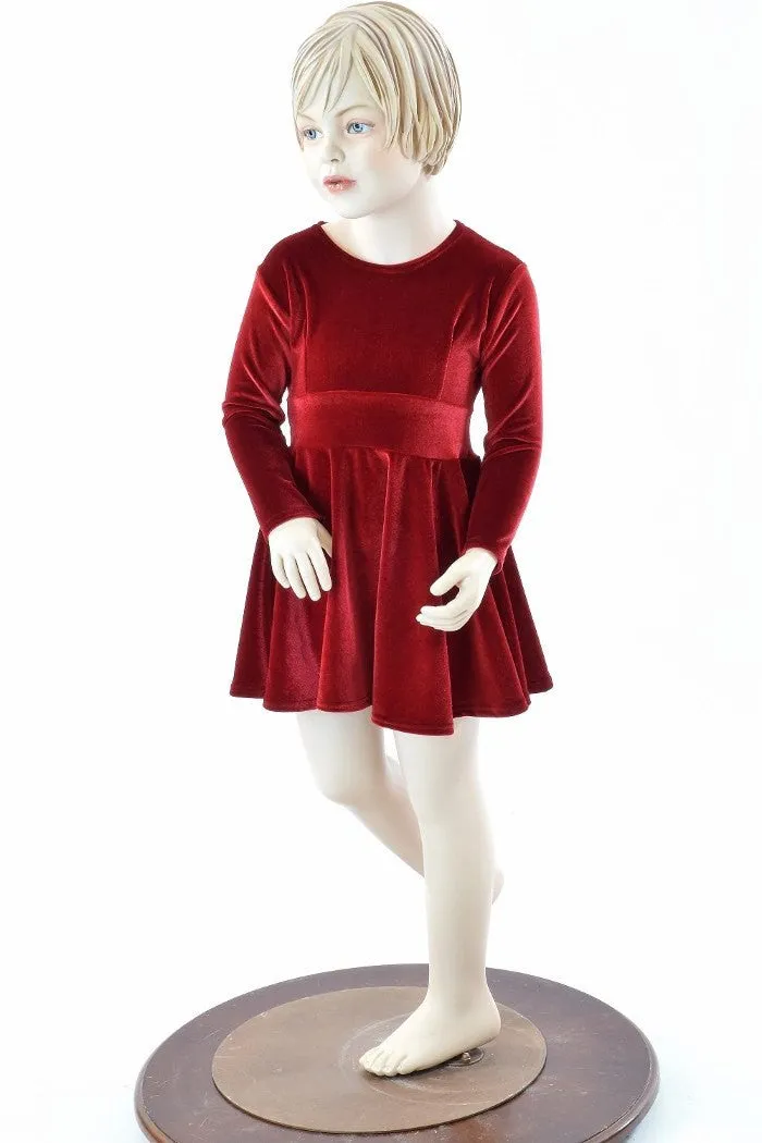 Girls Red Velvet Skater Dress