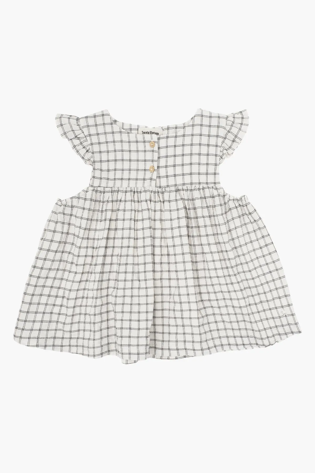 Girls Shirt Tocoto Vintage Check Ruffle Off White