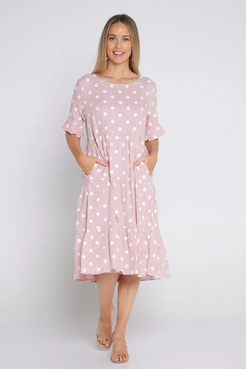 Jackson Linen Dress - Pink Spot