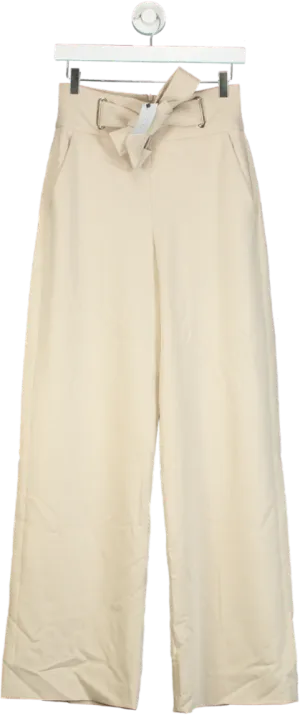 Karen Millen Camel Tailored Eyelet Detail Belted Straight Leg Trousers UK 6