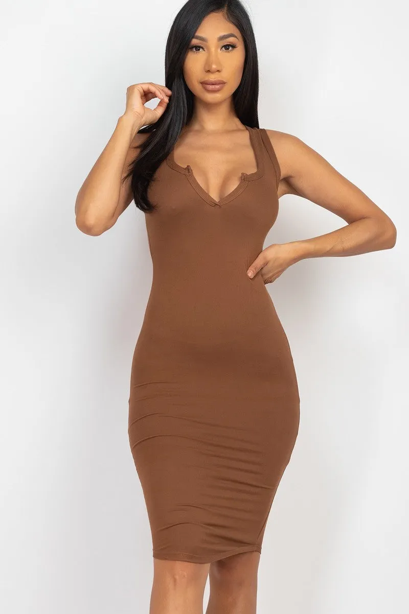 Knee Length V-Neck Tank Dress