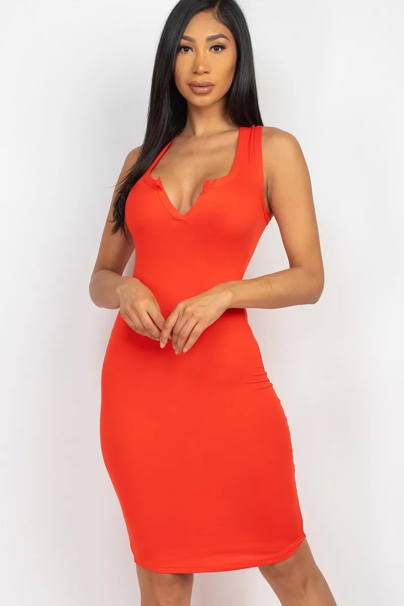 Knee Length V-Neck Tank Dress