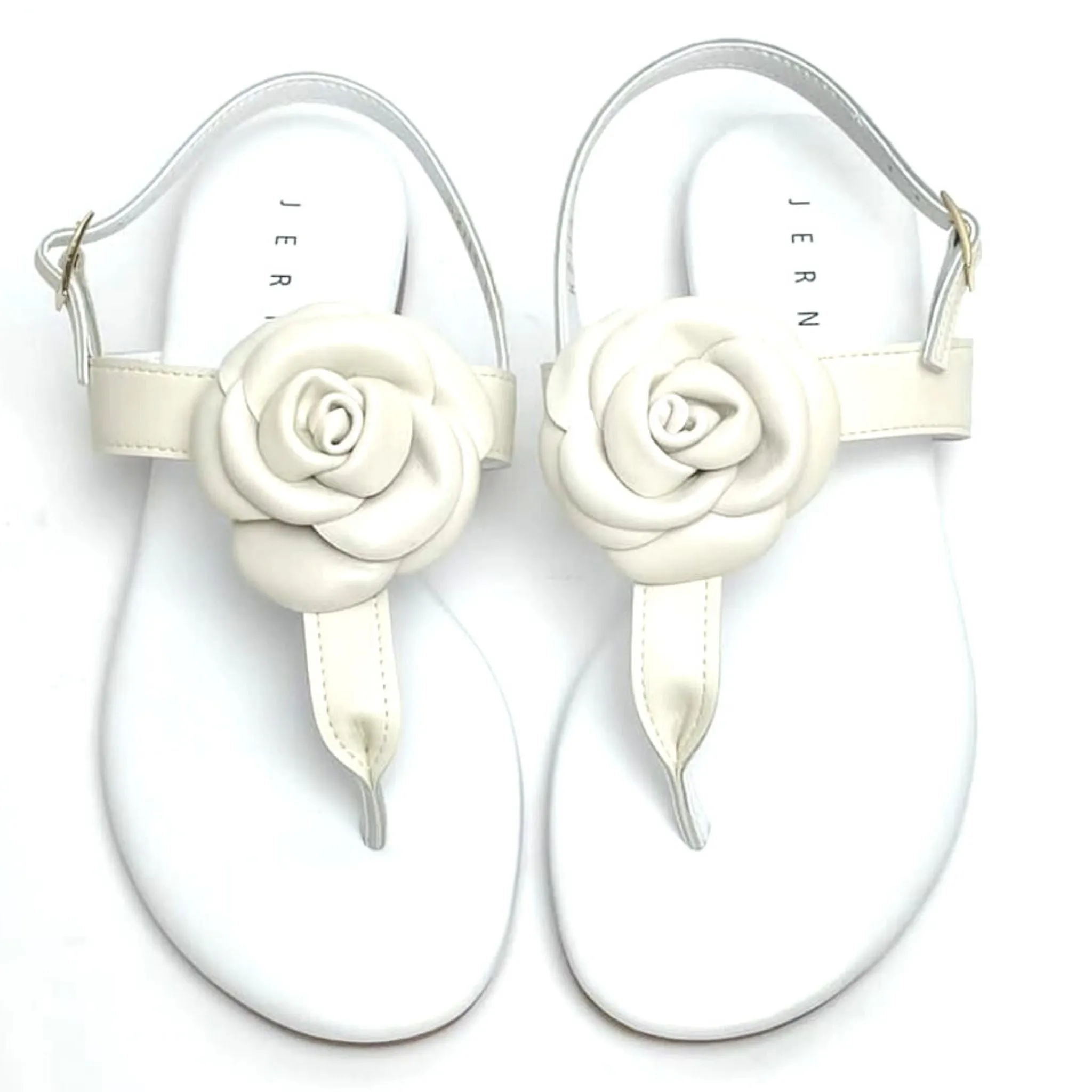 Leather Camellia Flowers Sandals - K2115