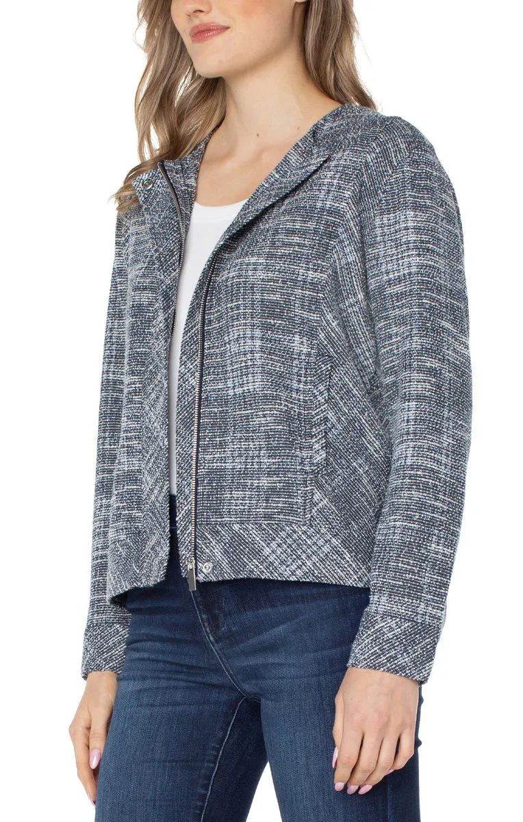 Liverpool Collarless Zip Up Jacket (Royal Navy Plaid)