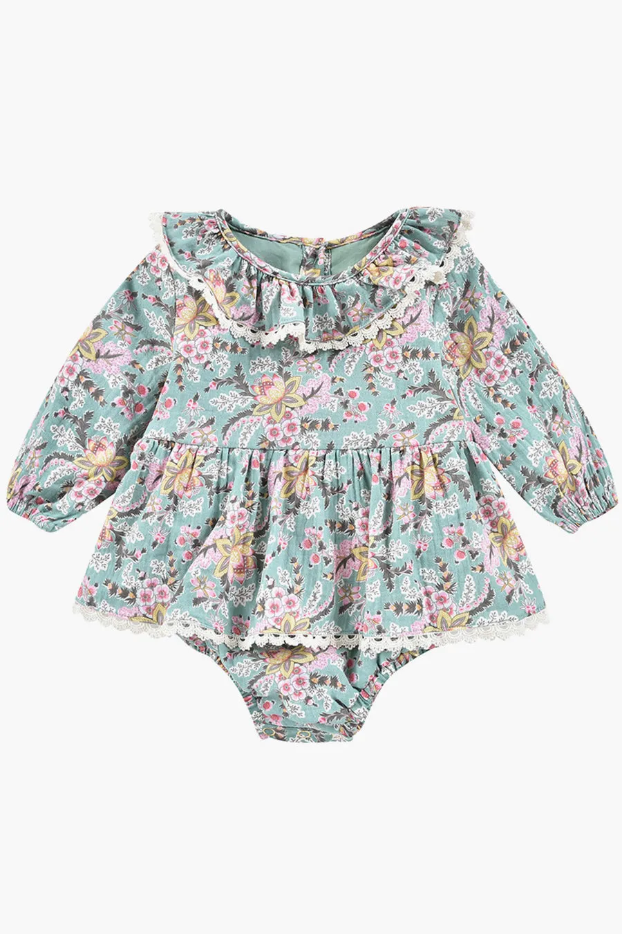 Louise Misha Ghilena Baby Girls Romper - Blue French Flowers (Size 12M left)