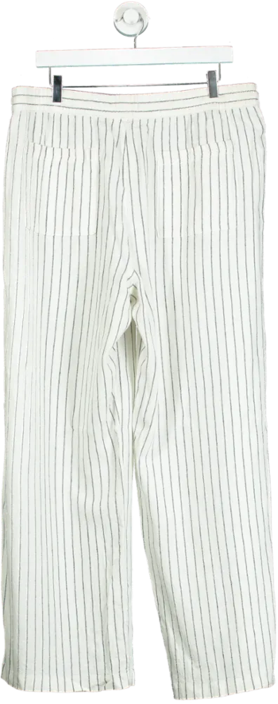 M&S Collection Cream Pinstripe Linen Blend Trousers UK 18