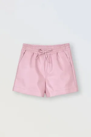 MOL Tween Faux Leather Light Pink Shorts