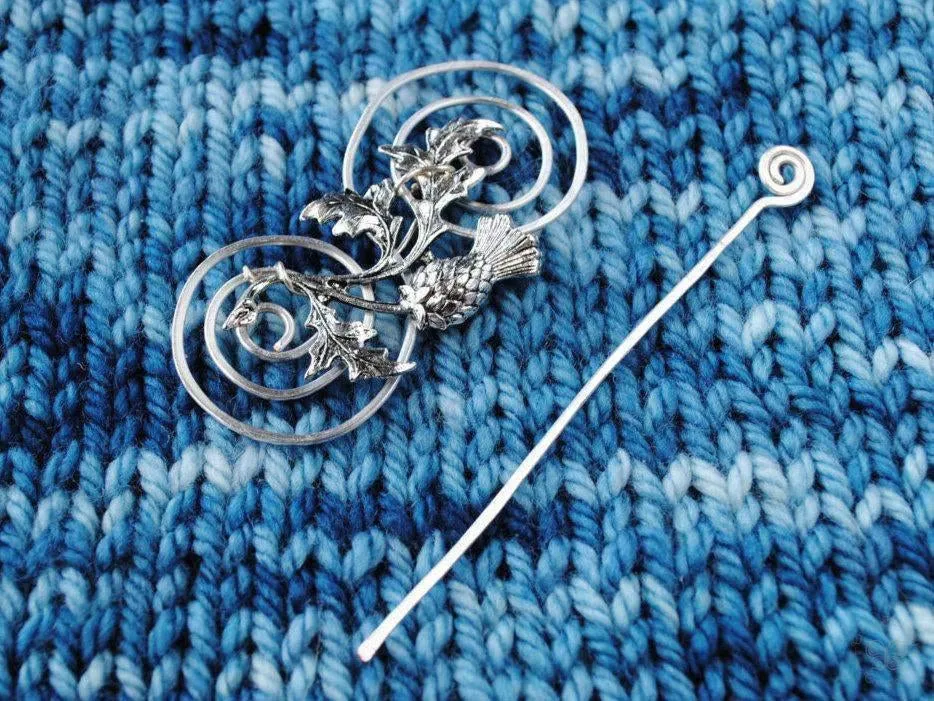 Outlander Inspired Shawl Pin with Scottish Thistle - Charmed Silver Fandoms