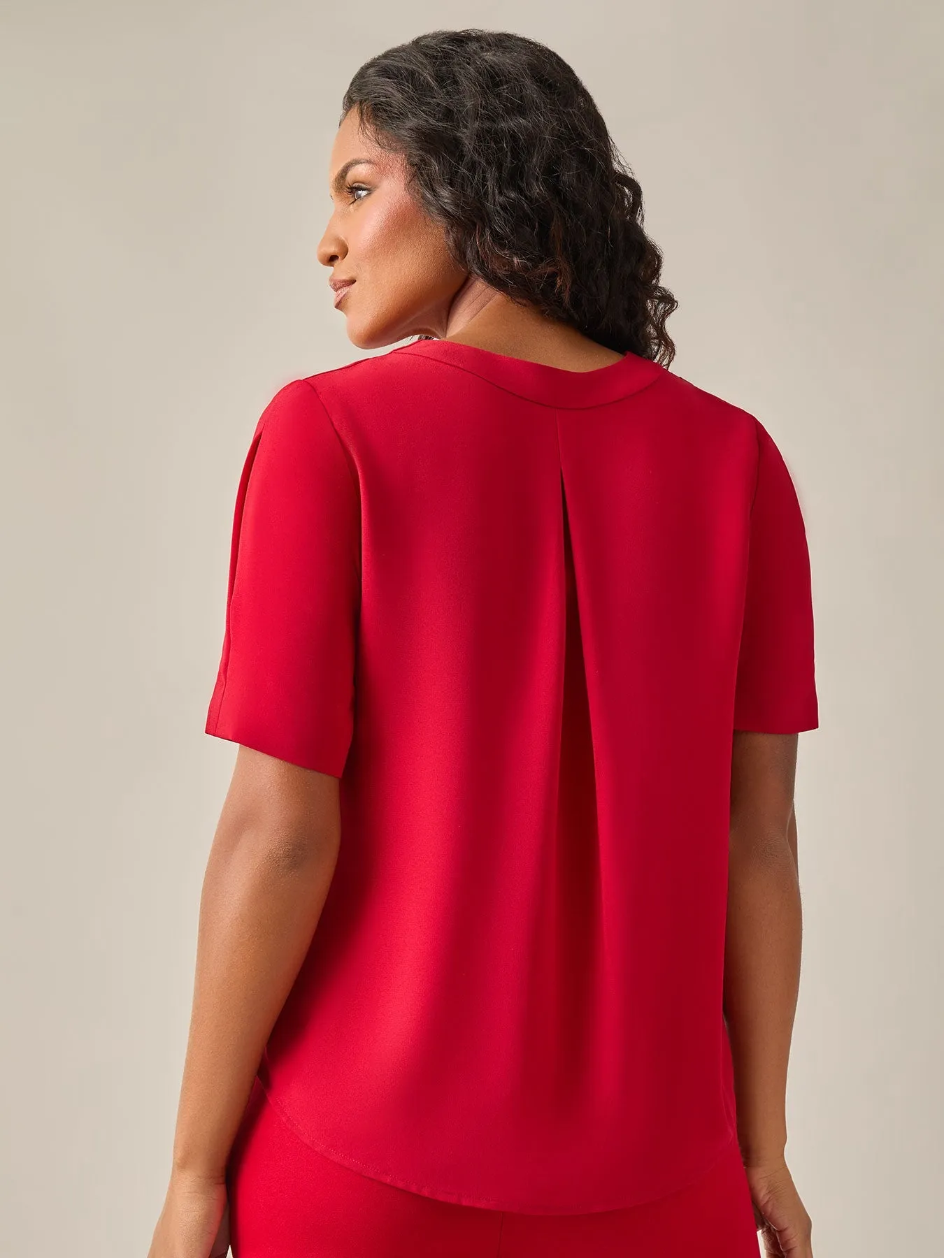 Plus Size Everyday V-Neck Blouse, Crimson