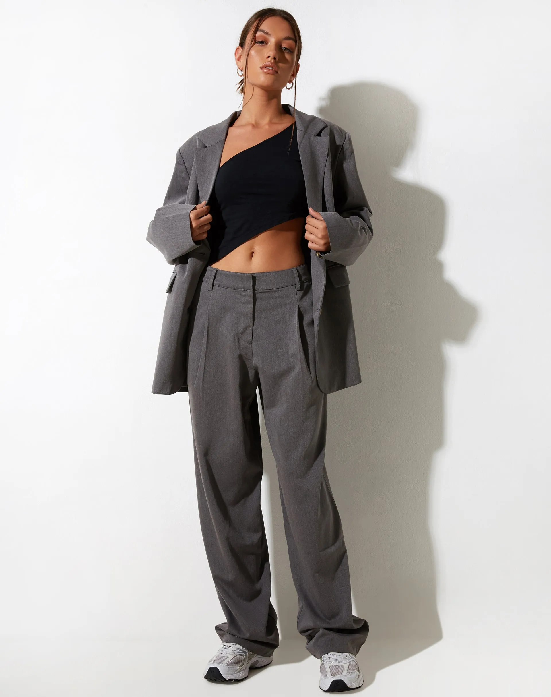 Sakaria Wide Leg Trouser in Tailoring Charcoal