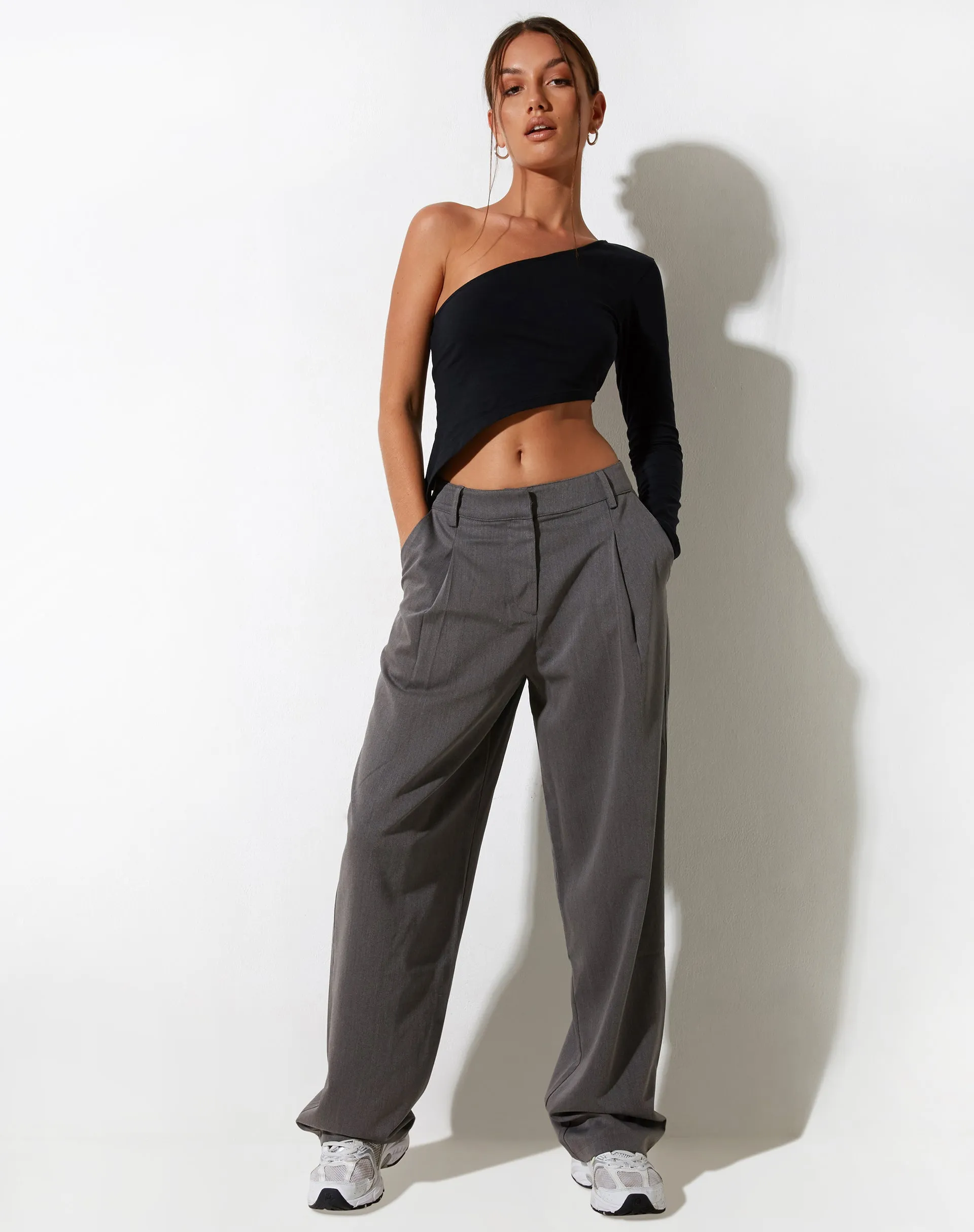 Sakaria Wide Leg Trouser in Tailoring Charcoal