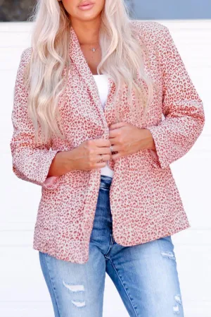 Silky Pink Leopard Blazer