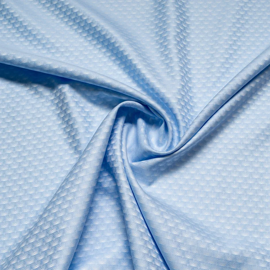 Soft Blue Geometric Jacquard Shirting Cotton